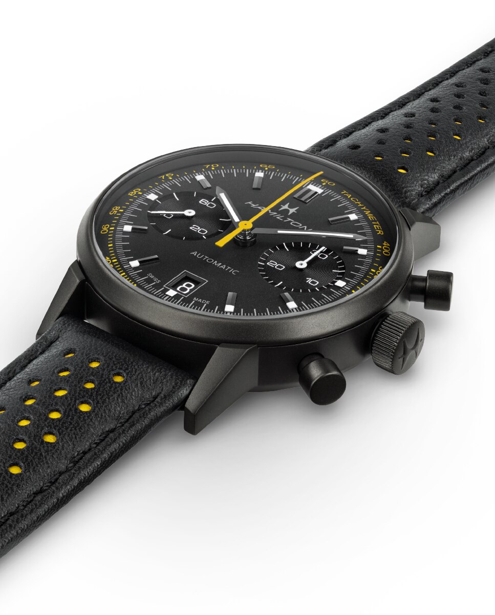 Reloj de hombre American Classic Intramatic automático de 40 mm H38446731 de piel con cronógrafo - Hamilton - Negro Negro-3