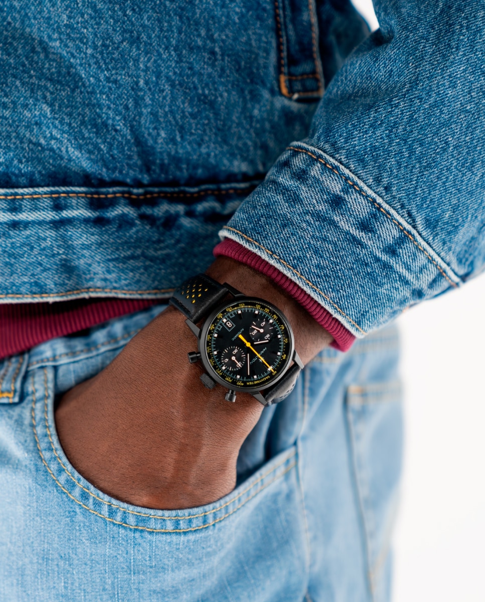 Reloj de hombre American Classic Intramatic automático de 40 mm H38446731 de piel con cronógrafo - Hamilton - Negro Negro-4