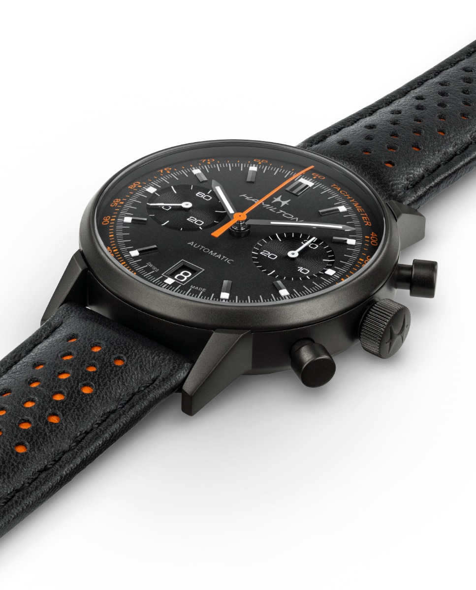 Reloj de hombre American Classic Intramatic automático de 40 mm H38446732 de piel con cronógrafo - Hamilton - Negro Negro-3