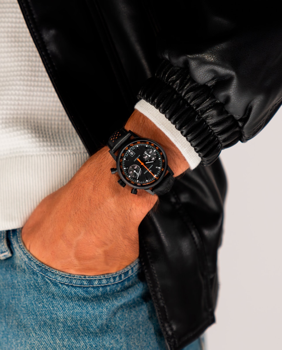 Reloj de hombre American Classic Intramatic automático de 40 mm H38446732 de piel con cronógrafo - Hamilton - Negro Negro-4