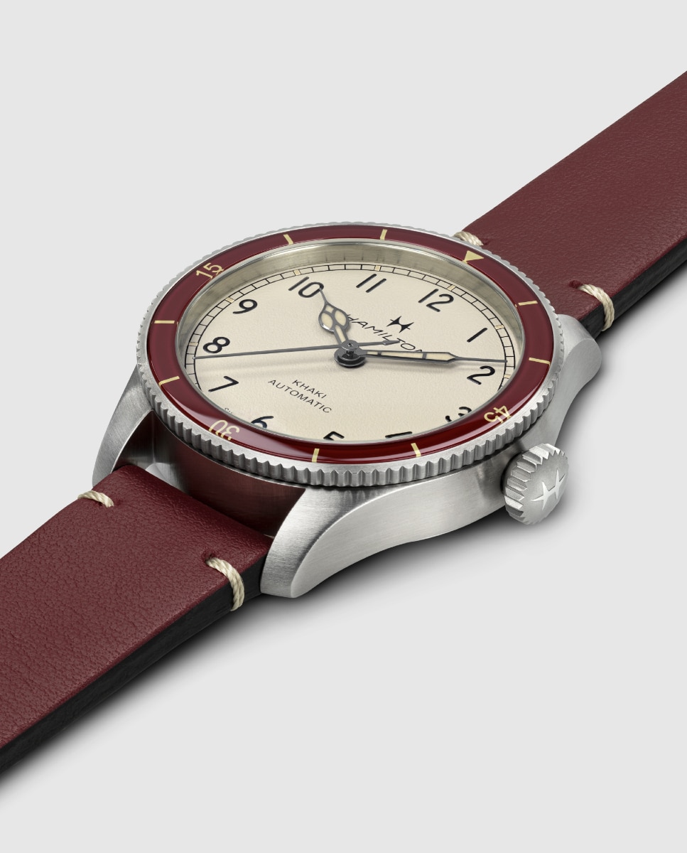 Reloj de hombre automático khaki aviation pilot pioneer h76265810 de 38 mm con correa de piel - Hamilton - Burdeos Burdeos-3