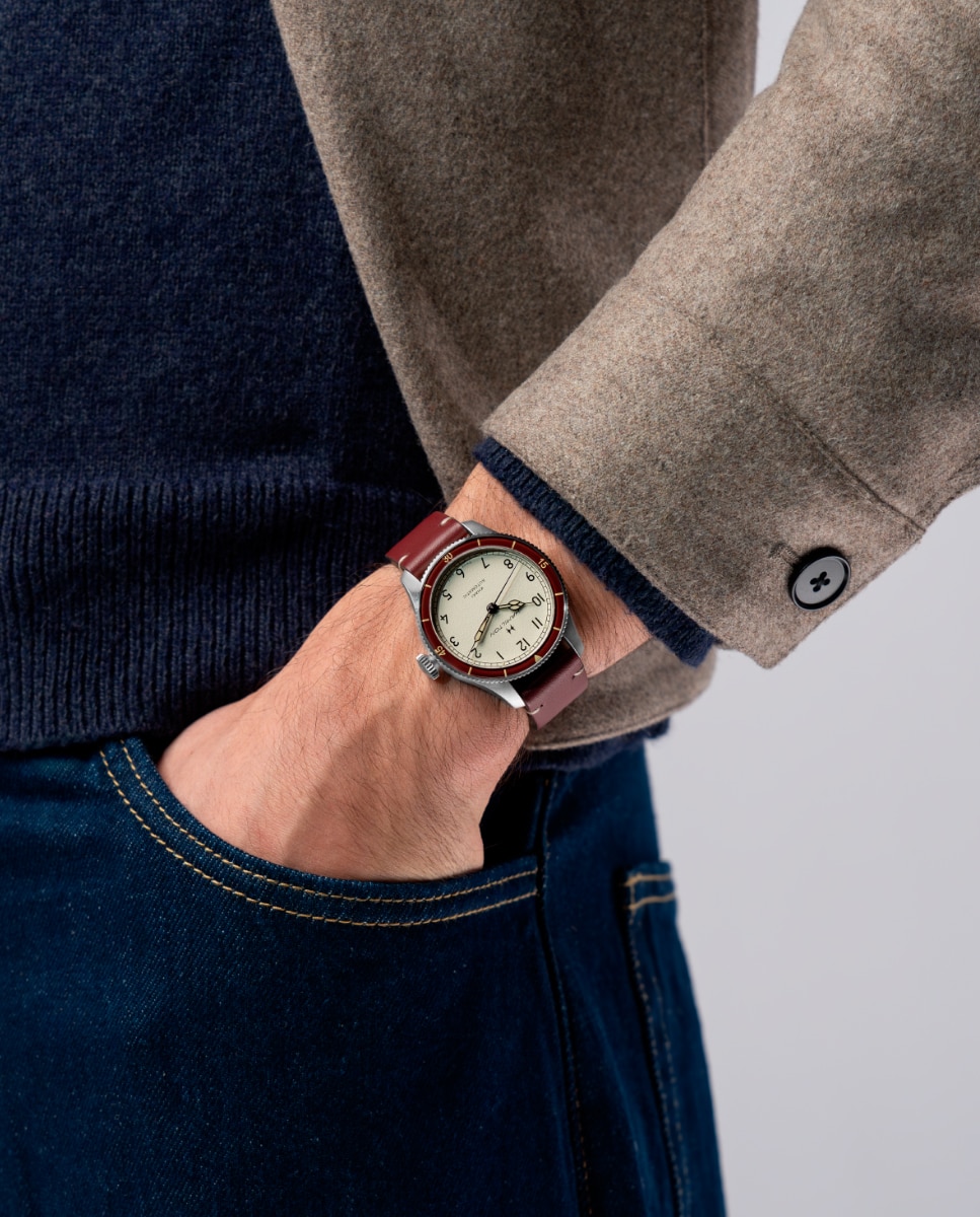 Reloj de hombre automático khaki aviation pilot pioneer h76265810 de 38 mm con correa de piel - Hamilton - Burdeos Burdeos-4