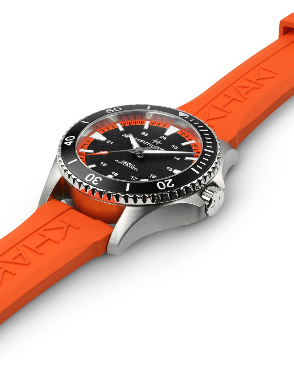 Reloj de hombre automático khaki navy scuba de 40 mm h82395331 con correa de cuacho - Hamilton - Naranja Naranja-3