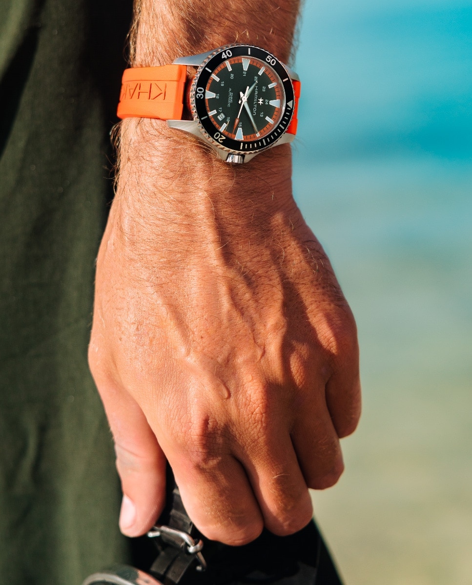 Reloj de hombre automático khaki navy scuba de 40 mm h82395331 con correa de cuacho - Hamilton - Naranja Naranja-4