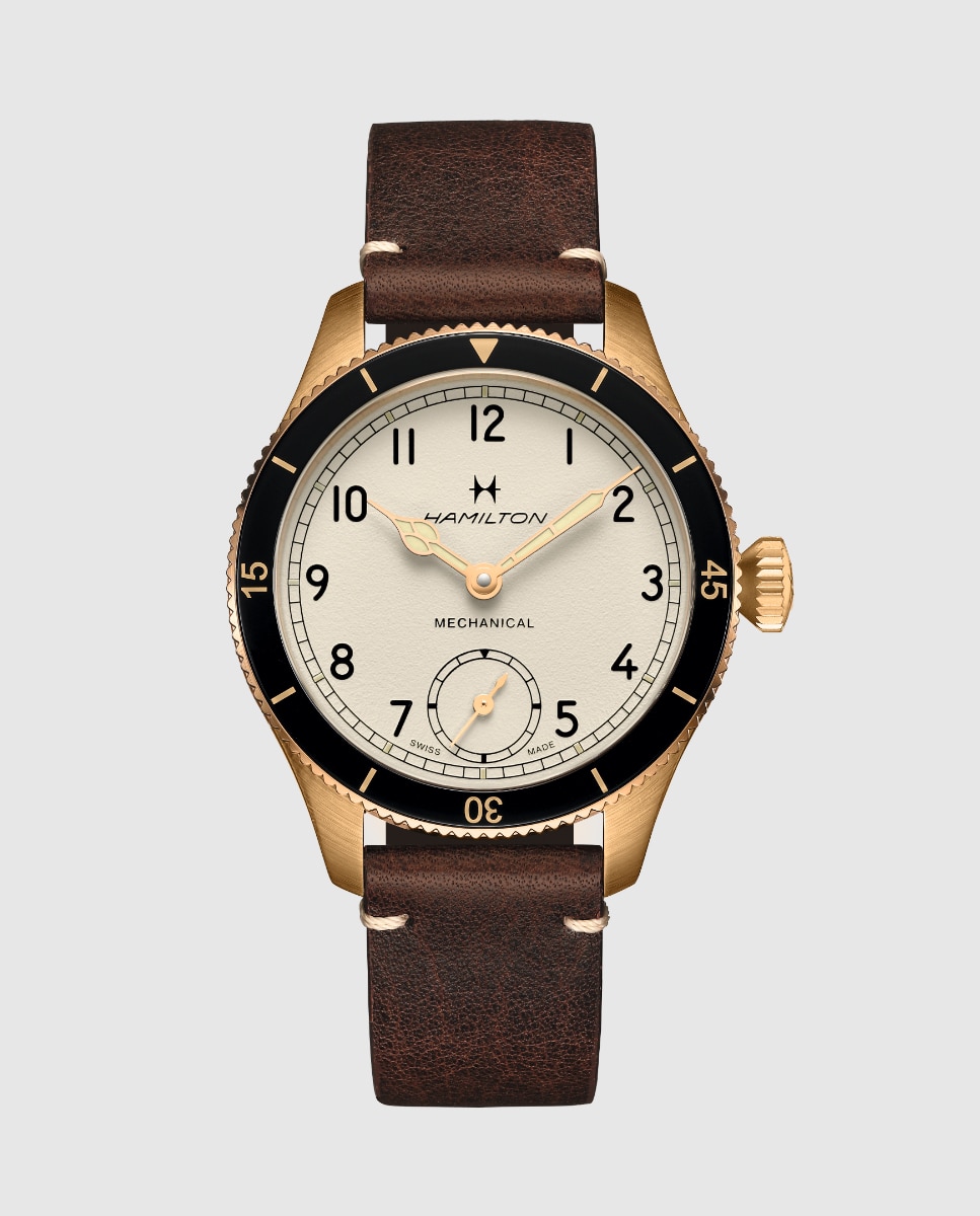 Imagen 0 de Reloj de hombre mecánico khaki aviation pilot pioneer h76709510 de 43 mm con correa de piel Marrón