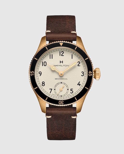 Imagen 0 de Reloj de hombre mecánico Khaki Aviation Pilot Pioneer H76409540 de 40 mm con cronógrafo y correa de piel