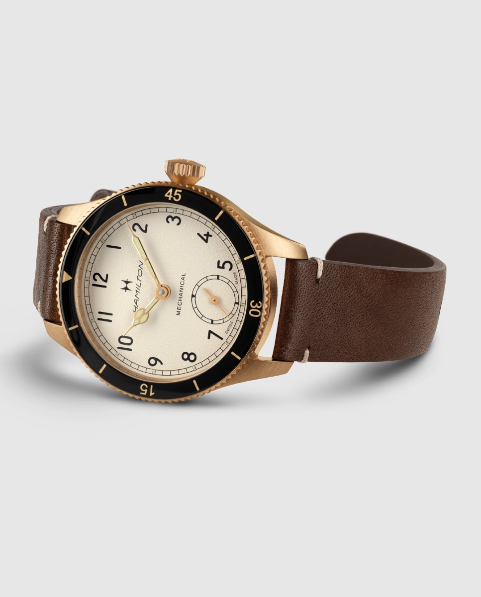 Reloj de hombre mecánico khaki aviation pilot pioneer h76709510 de 43 mm con correa de piel - Hamilton - Marrón Marrón-2