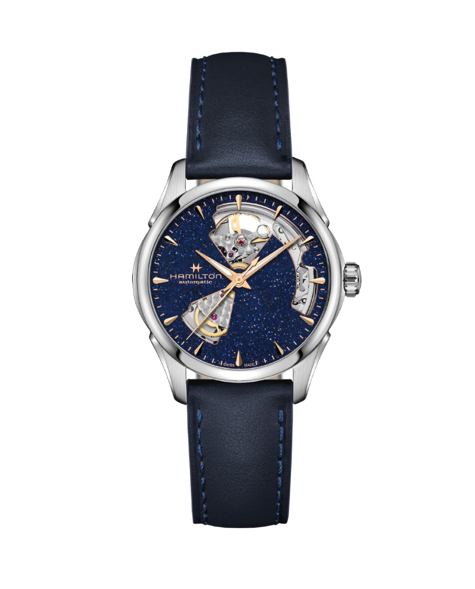 Reloj de mujer Jazzmaster Open Heart automático de 36 mm H32215642 de piel - Hamilton - Azul Azul-1