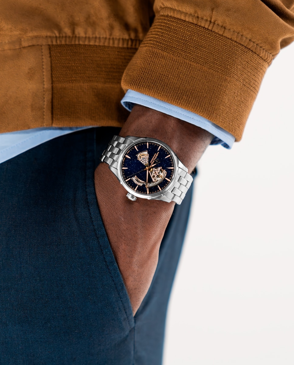 Reloj de hombre Jazzmaster Open Heart automático de 42 mm H32705140 de acero - Hamilton - Plata Plata-4
