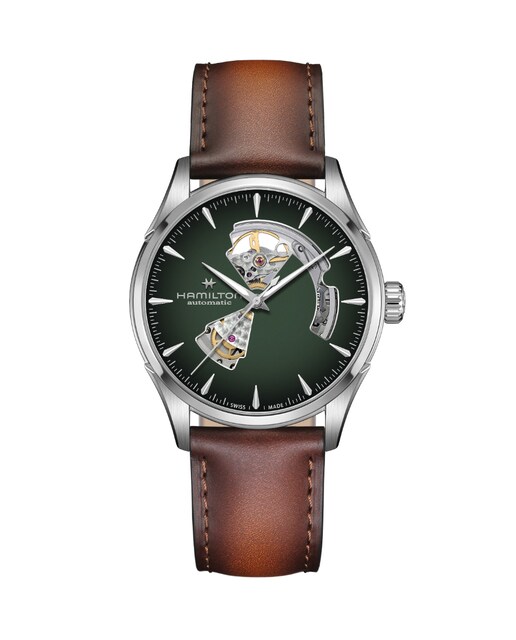Imagen 0 de Reloj de hombre automático Jazzmaster Open Heart de 42 mm H32705560 de piel