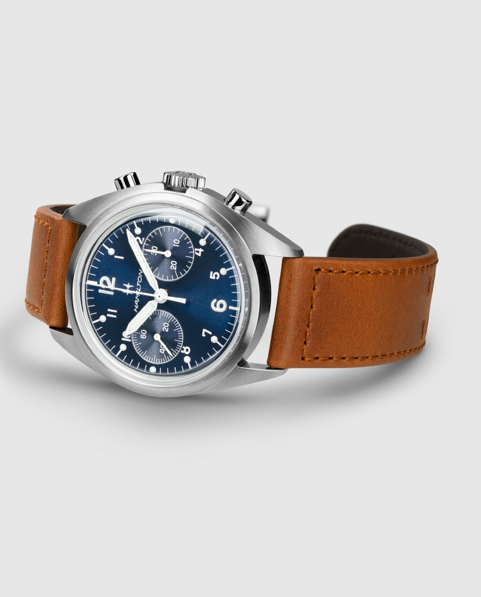 Reloj de hombre mecánico khaki aviation pilot pioneer h76409540 de 40 mm con cronógrafo y correa de piel - Hamilton - Gris Gris-2
