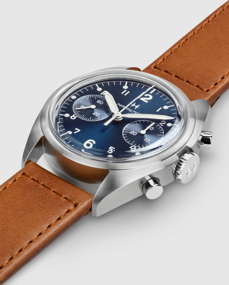 Reloj de hombre mecánico khaki aviation pilot pioneer h76409540 de 40 mm con cronógrafo y correa de piel - Hamilton - Gris Gris-3