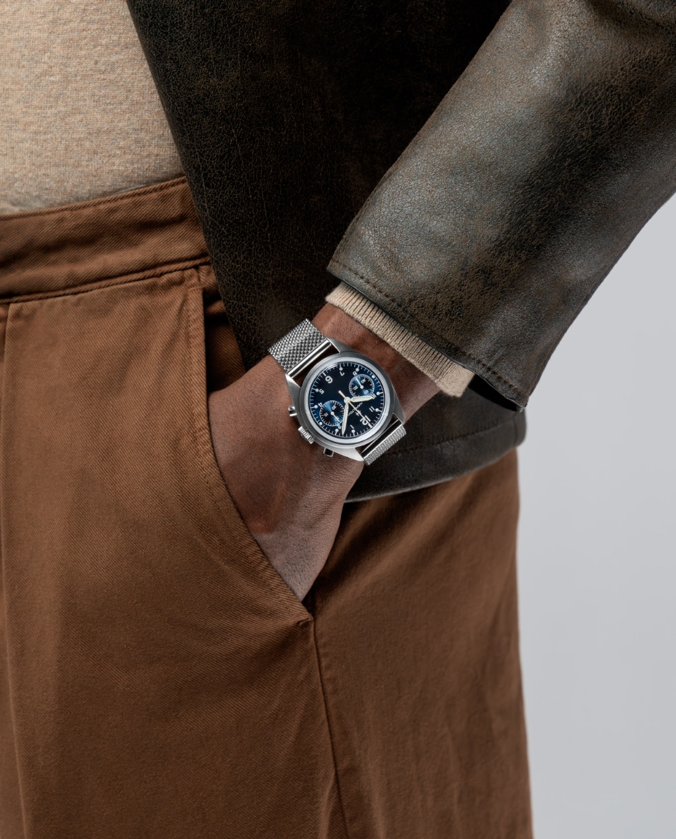 Reloj de hombre mecánico khaki aviation pilot pioneer h76409140 de 40 mm de acero con cronógrafo - Hamilton - Marrón Marrón-4