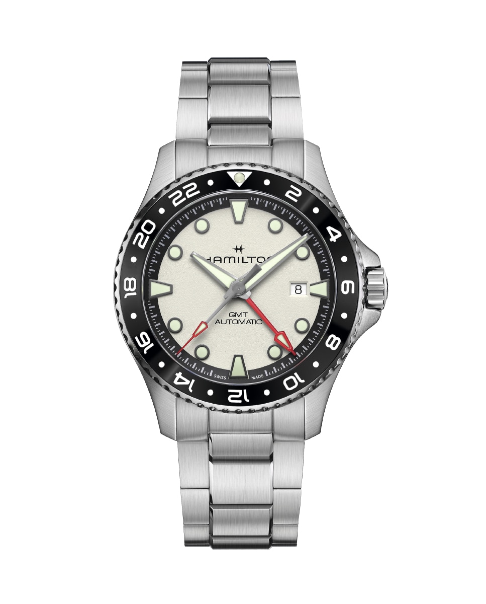 Imagen 0 de Reloj de hombre automático Khaki Navy Scuba GMT de 43 mm H82555150 de acero con calendario Negro