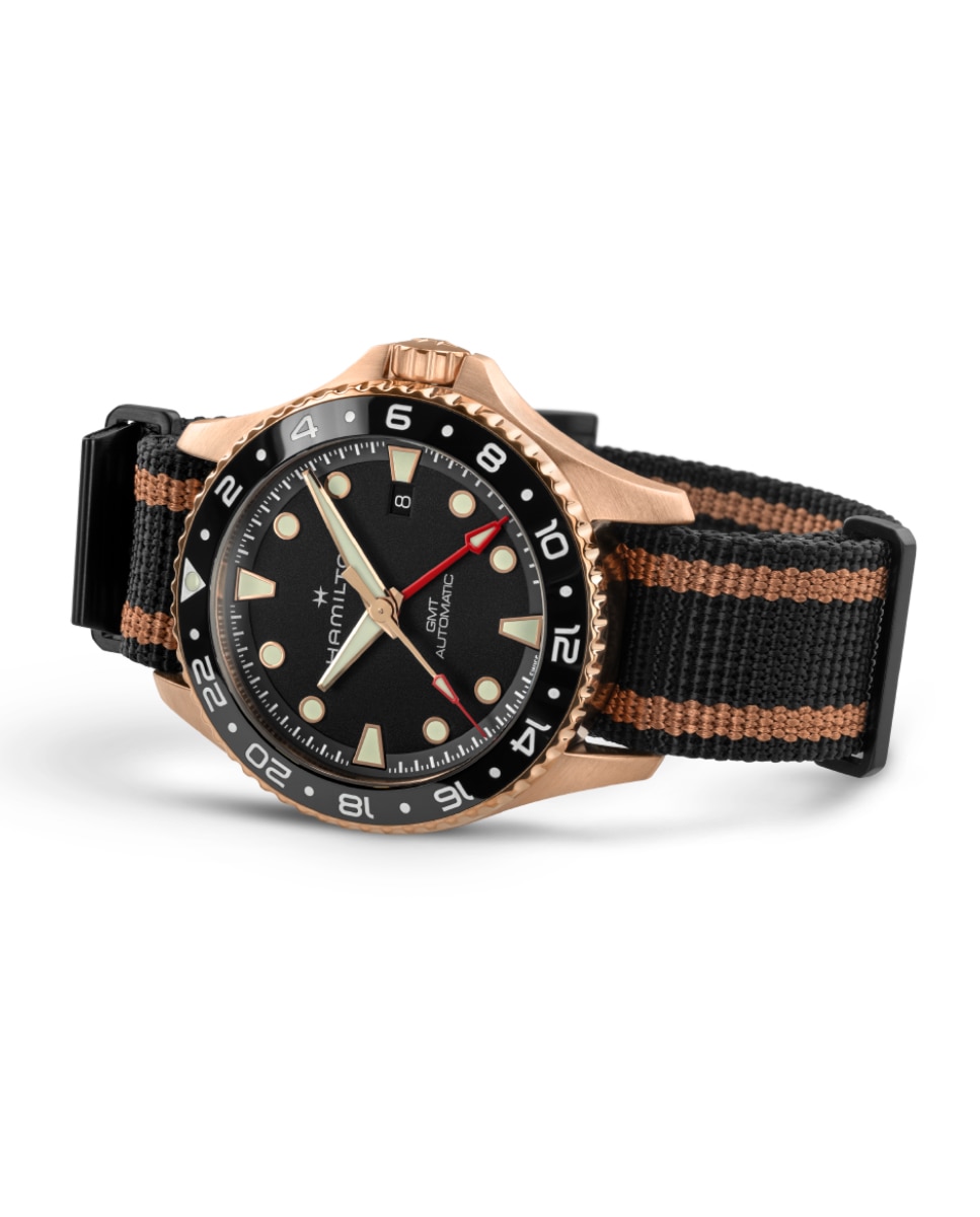 Reloj de hombre automático Khaki Navy Scuba GMT de 43 mm H82565930 con calendario y correa textil - Hamilton - Negro Negro-2