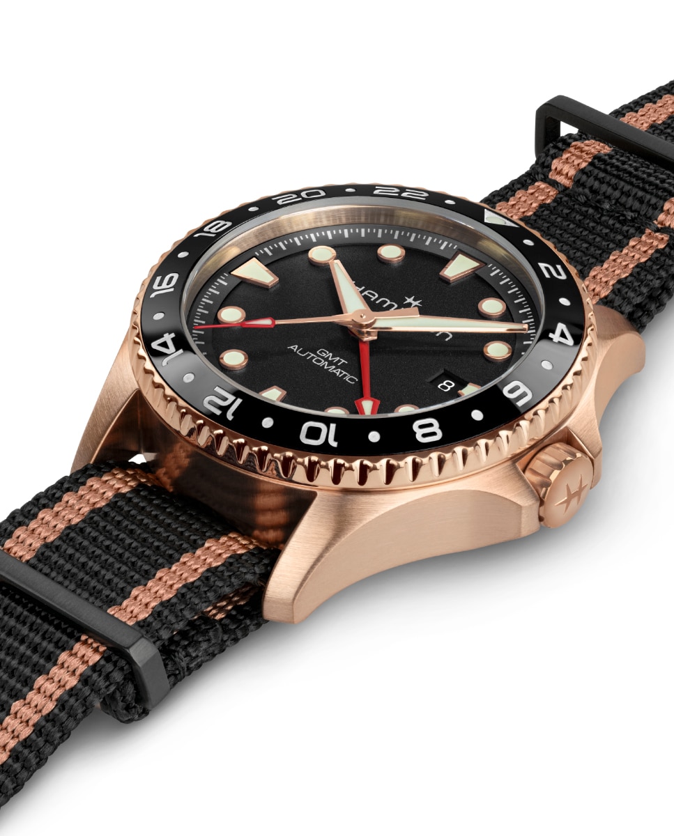 Reloj de hombre automático Khaki Navy Scuba GMT de 43 mm H82565930 con calendario y correa textil - Hamilton - Negro Negro-3