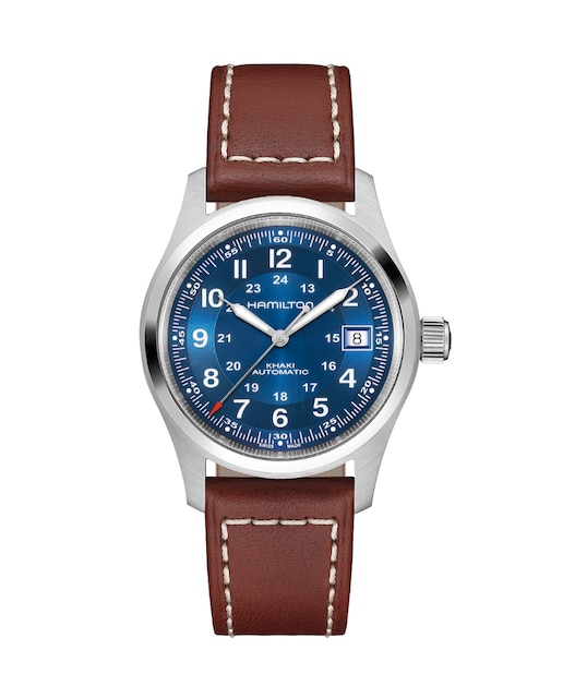 Imagen 0 de Reloj de hombre automático Khaki Field de 38 mm H70455540 con calendario y correa de piel