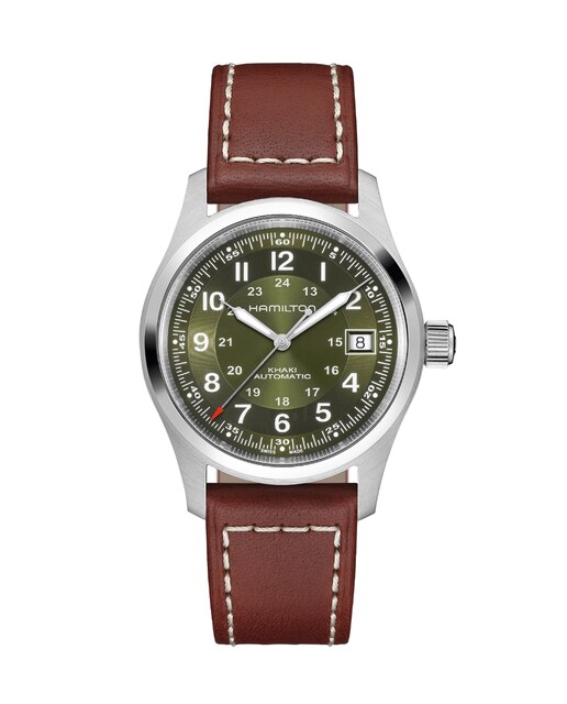 Imagen 0 de Reloj de hombre automático Khaki Field de 38 mm H70455560 con calendario y correa de piel