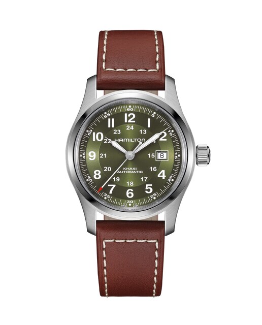 Imagen 0 de Reloj de hombre automático Khaki Field de 42 mm H70605560 con calendario y correa de piel