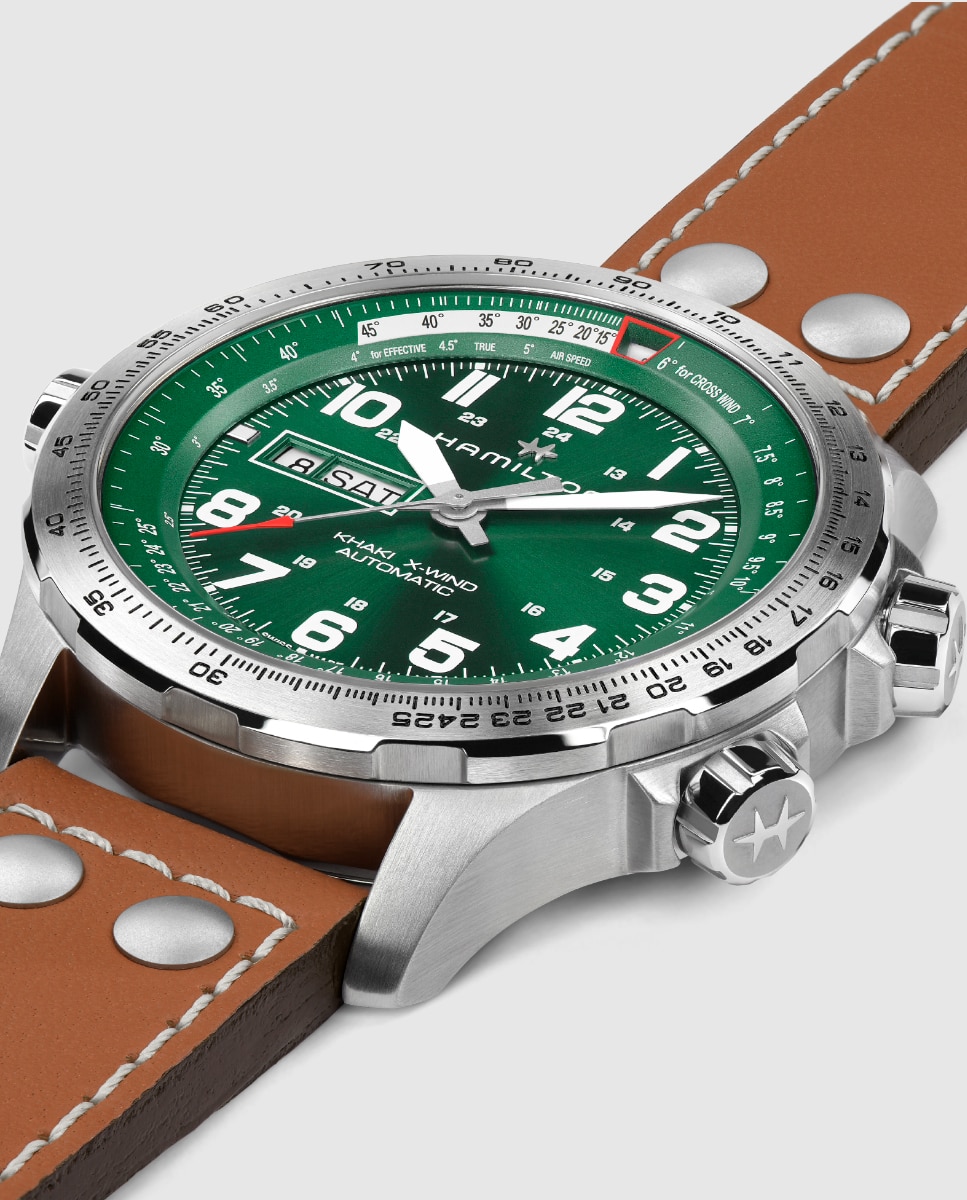 Reloj de hombre automático khaki aviation x-wind h77735560 de 45 mm con calendario y correa de piel - Hamilton - Marrón Marrón-3