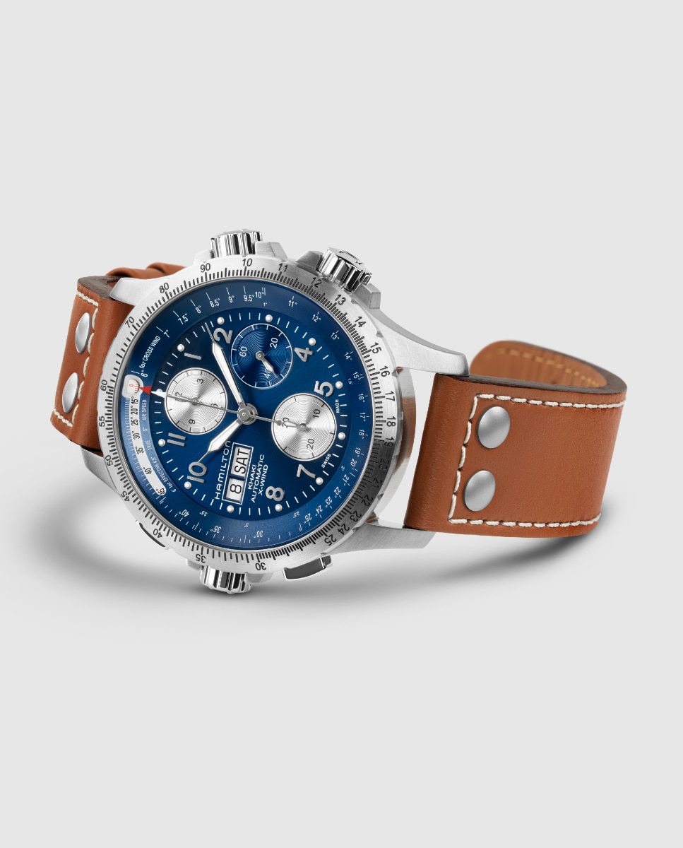 Reloj de hombre automático khaki aviation x-wind h77506540 de 44 mm de piel con cronógrafo y calendario - Hamilton - Marrón Marrón-2