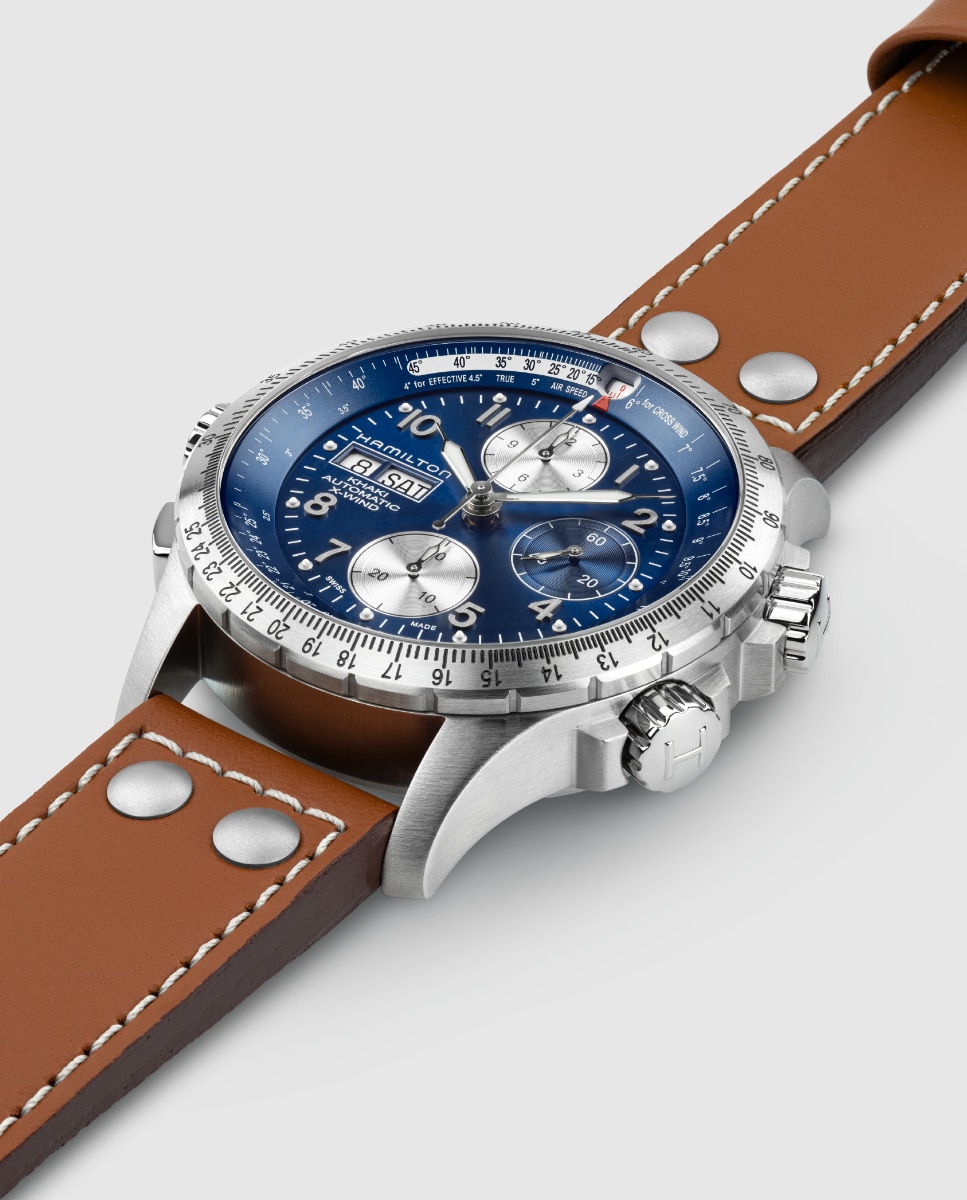 Reloj de hombre automático khaki aviation x-wind h77506540 de 44 mm de piel con cronógrafo y calendario - Hamilton - Marrón Marrón-3