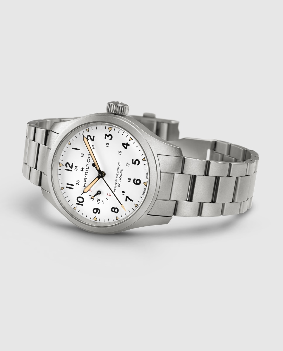 Reloj de hombre mecánico khaki field power reserve h69509110 de 40 mm con brazalete de acero - Hamilton - Gris Gris-2