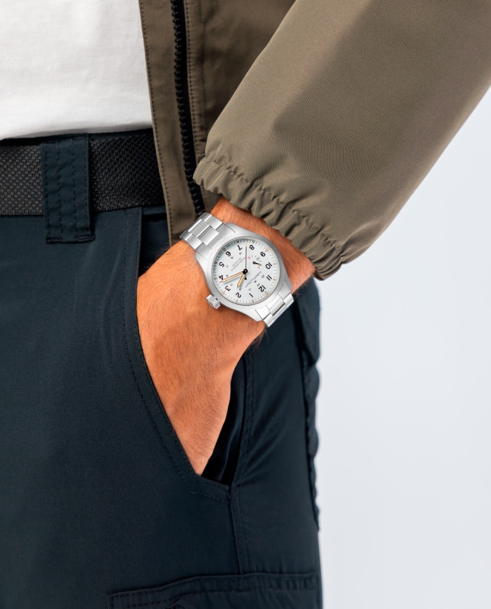 Reloj de hombre mecánico khaki field power reserve h69509110 de 40 mm con brazalete de acero - Hamilton - Gris Gris-4