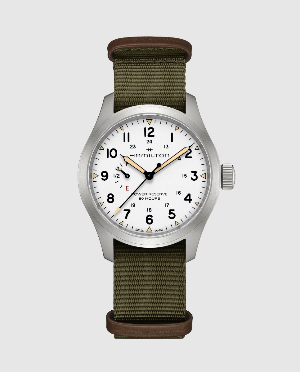 Imagen 0 de Reloj de hombre mecánico khaki field power reserve h69509910 de 40 mm con correa textil Verde militar