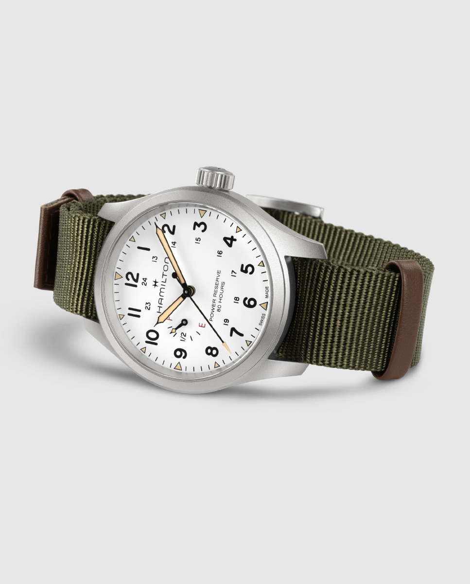 Reloj de hombre mecánico khaki field power reserve h69509910 de 40 mm con correa textil - Hamilton - Verde militar Verde militar-2