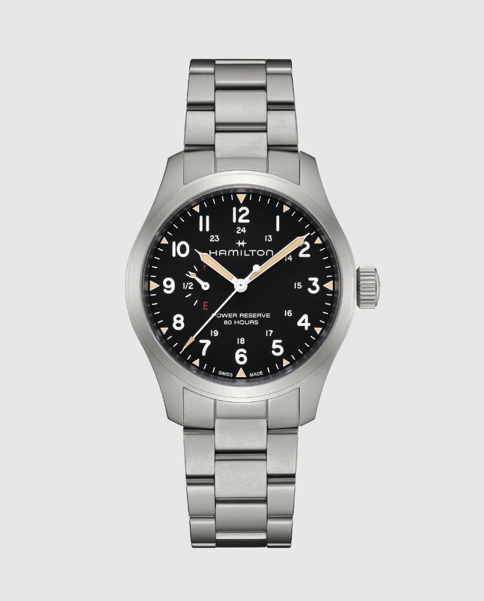 Imagen 0 de Reloj de hombre mecánico khaki field power reserve h69509130 de 40 mm con brazalete de acero Gris
