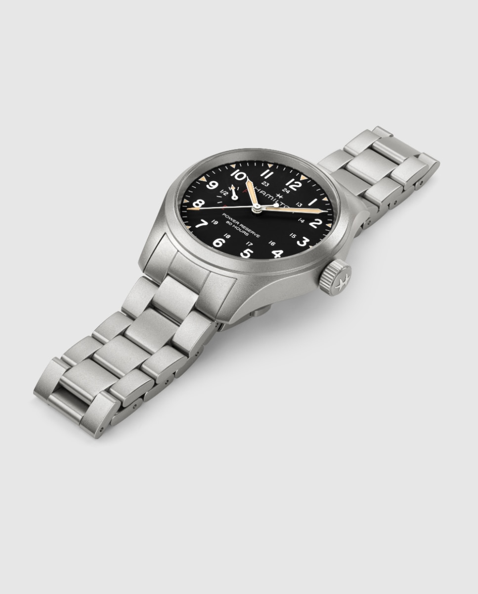 Reloj de hombre mecánico khaki field power reserve h69509130 de 40 mm con brazalete de acero - Hamilton - Gris Gris-3