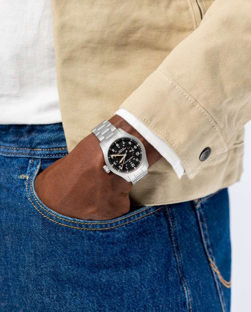 Reloj de hombre mecánico khaki field power reserve h69509130 de 40 mm con brazalete de acero - Hamilton - Gris Gris-4