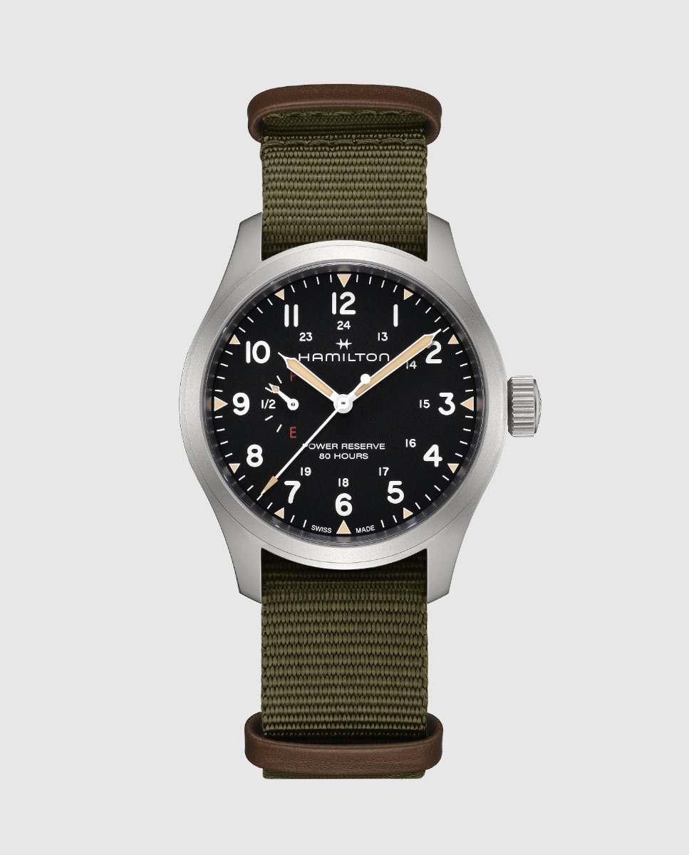 Imagen 0 de Reloj de hombre mecánico khaki field power reserve h69509930 de 40 mm con correa textil Verde militar