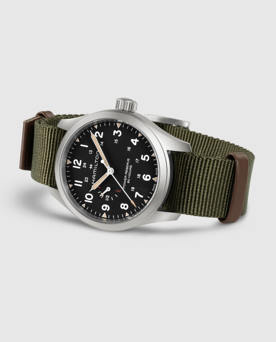 Reloj de hombre mecánico khaki field power reserve h69509930 de 40 mm con correa textil - Hamilton - Verde militar Verde militar-2