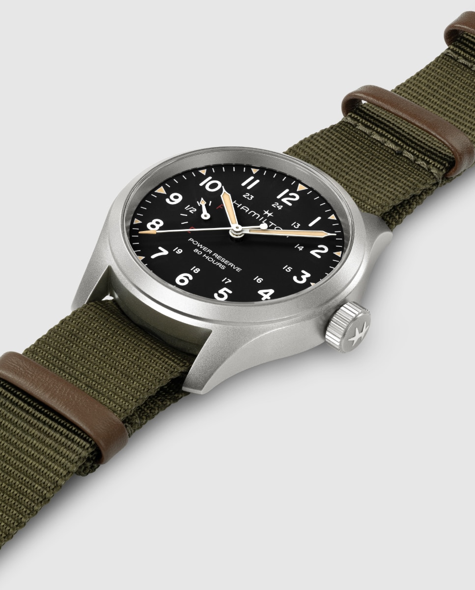 Reloj de hombre mecánico khaki field power reserve h69509930 de 40 mm con correa textil - Hamilton - Verde militar Verde militar-3