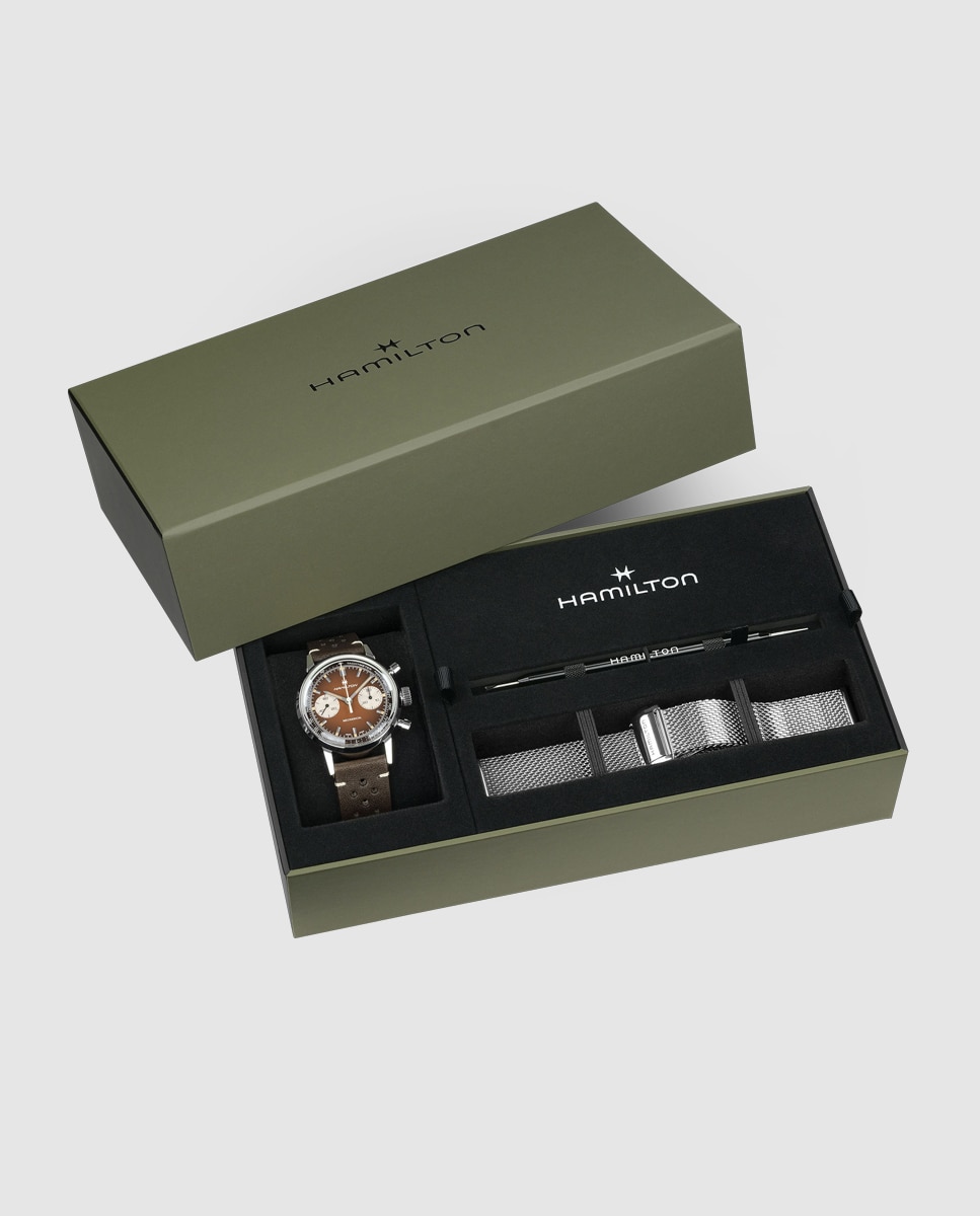 Imagen 0 de Reloj automático de hombre mecánico american classic intra-matic de 40 mm h38429591 con correa de piel y brazalete metálico adicional Marrón