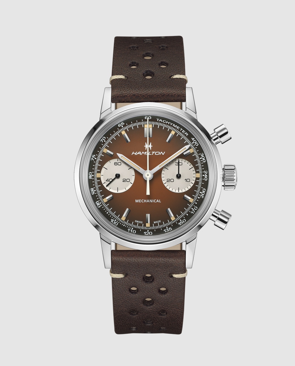 Reloj automático de hombre mecánico american classic intra-matic de 40 mm h38429591 con correa de piel y brazalete metálico adicional - Hamilton - Marrón Marrón-2