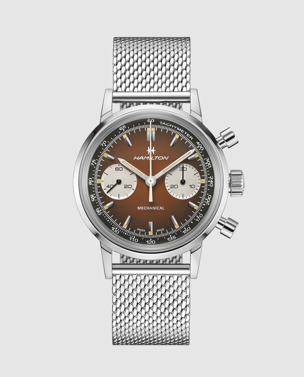 Reloj automático de hombre mecánico american classic intra-matic de 40 mm h38429591 con correa de piel y brazalete metálico adicional - Hamilton - Marrón Marrón-3