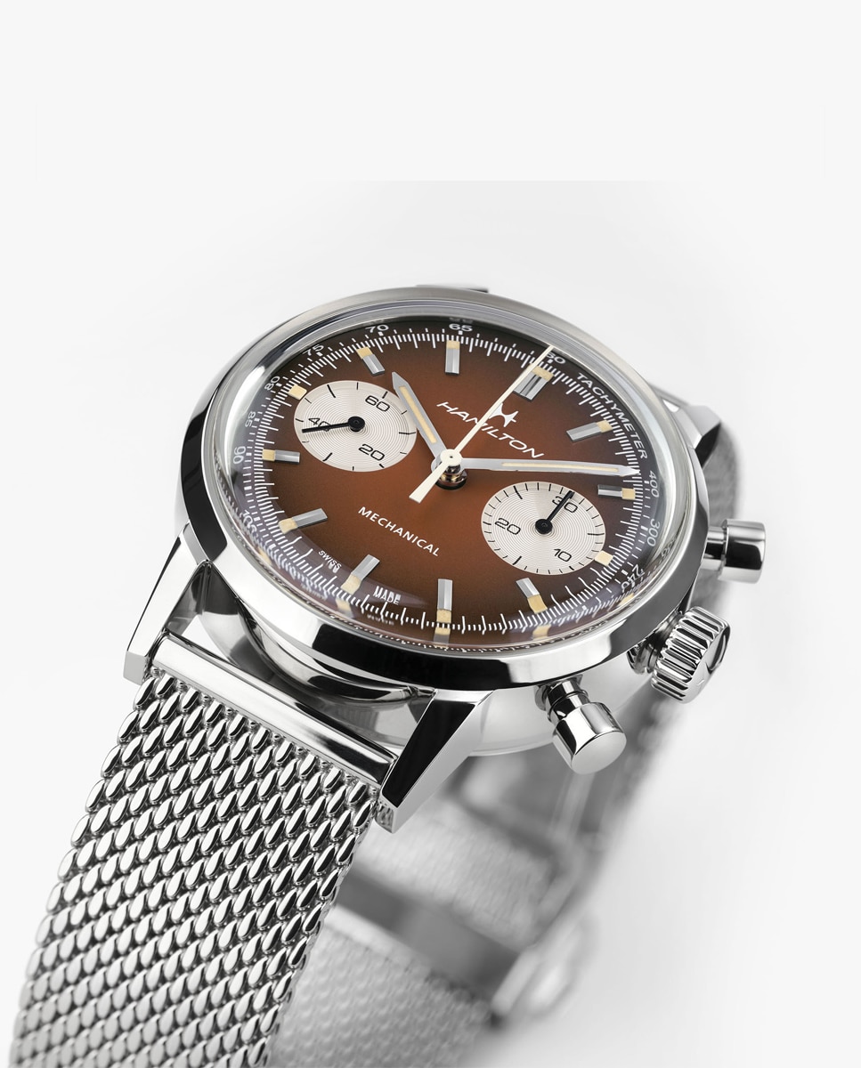 Reloj automático de hombre mecánico american classic intra-matic de 40 mm h38429591 con correa de piel y brazalete metálico adicional - Hamilton - Marrón Marrón-6