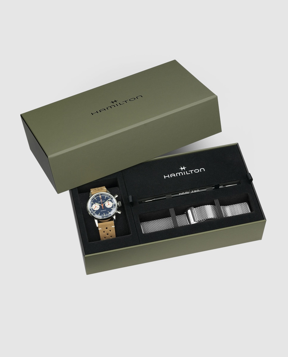 Imagen 0 de Reloj automático de hombre mecánico american classic intra-matic de 40 mm h38429541 con correa de piel y brazalete metálico adicional Marrón