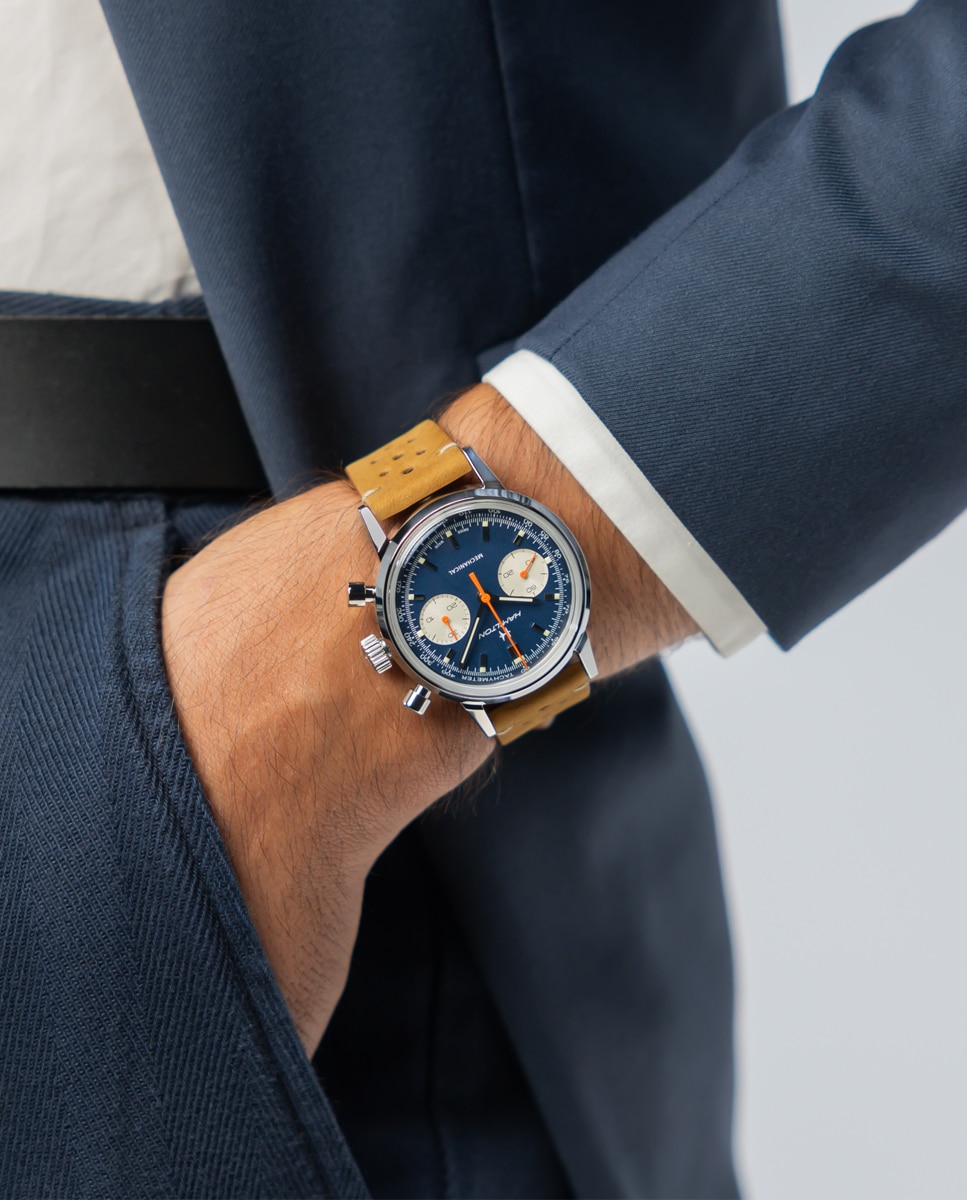 Reloj automático de hombre mecánico american classic intra-matic de 40 mm h38429541 con correa de piel y brazalete metálico adicional - Hamilton - Marrón Marrón-7