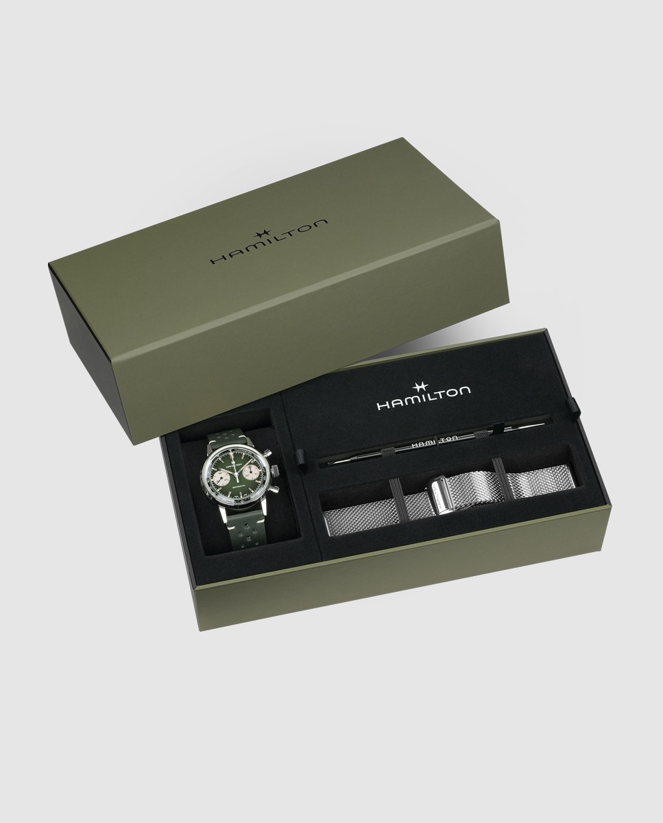 Imagen 0 de Reloj automático de hombre mecánico american classic intra-matic de 40 mm h38429861 con correa de piel y brazalete metálico adicional Verde oscuro