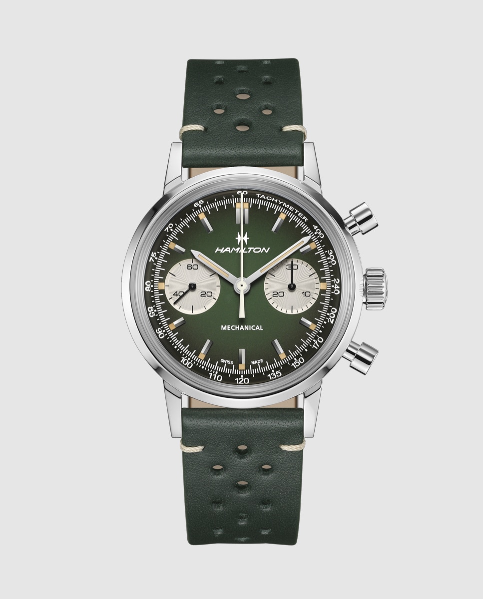 Reloj automático de hombre mecánico american classic intra-matic de 40 mm h38429861 con correa de piel y brazalete metálico adicional - Hamilton - Verde oscuro Verde oscuro-2