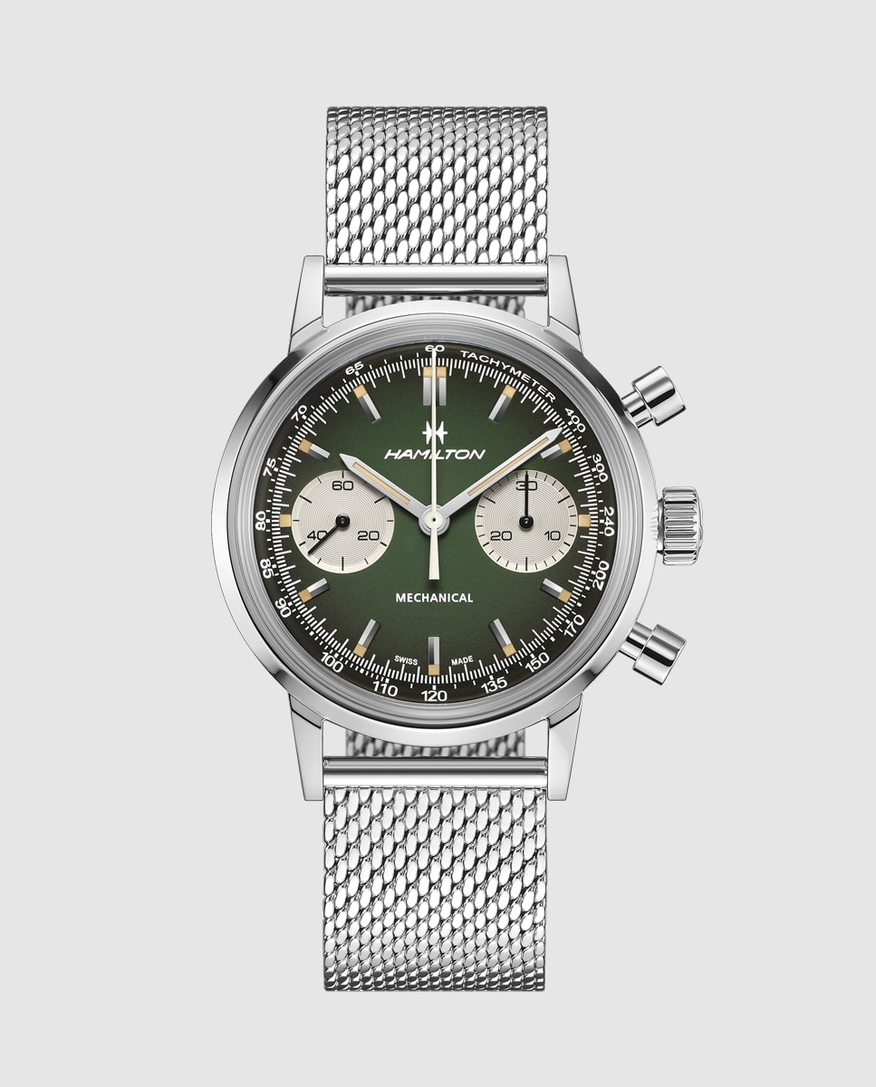 Reloj automático de hombre mecánico american classic intra-matic de 40 mm h38429861 con correa de piel y brazalete metálico adicional - Hamilton - Verde oscuro Verde oscuro-3