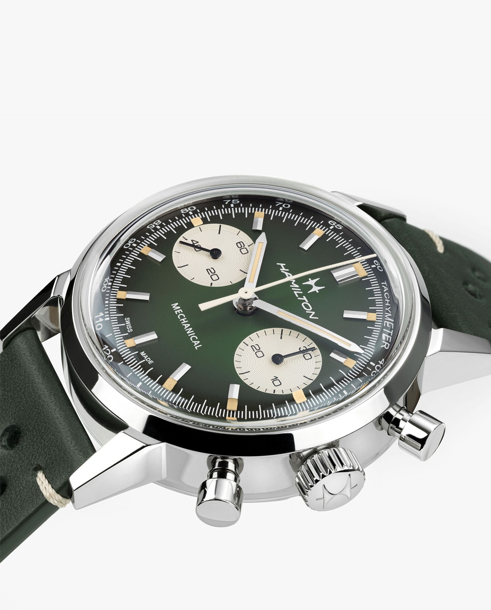 Reloj automático de hombre mecánico american classic intra-matic de 40 mm h38429861 con correa de piel y brazalete metálico adicional - Hamilton - Verde oscuro Verde oscuro-4