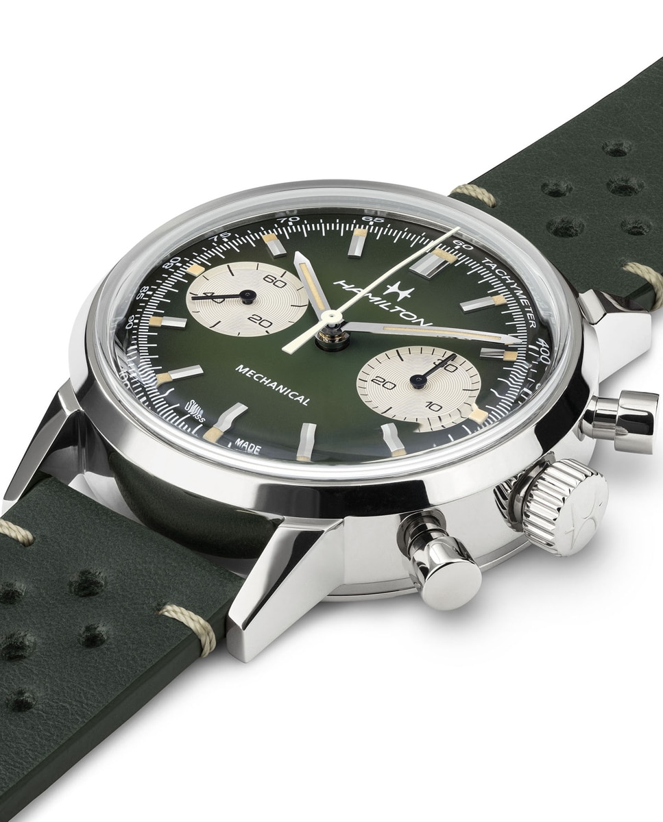 Reloj automático de hombre mecánico american classic intra-matic de 40 mm h38429861 con correa de piel y brazalete metálico adicional - Hamilton - Verde oscuro Verde oscuro-5
