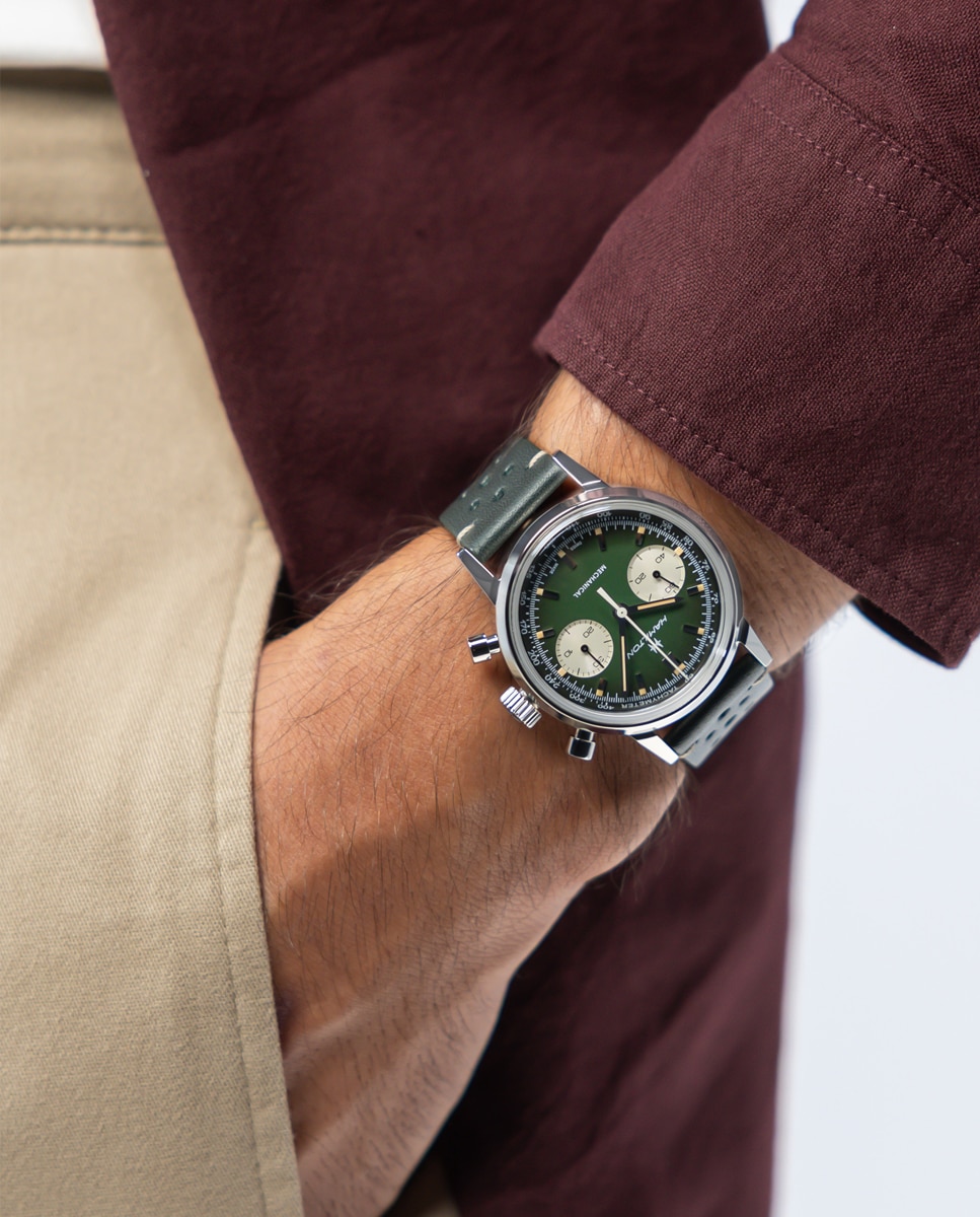 Reloj automático de hombre mecánico american classic intra-matic de 40 mm h38429861 con correa de piel y brazalete metálico adicional - Hamilton - Verde oscuro Verde oscuro-6