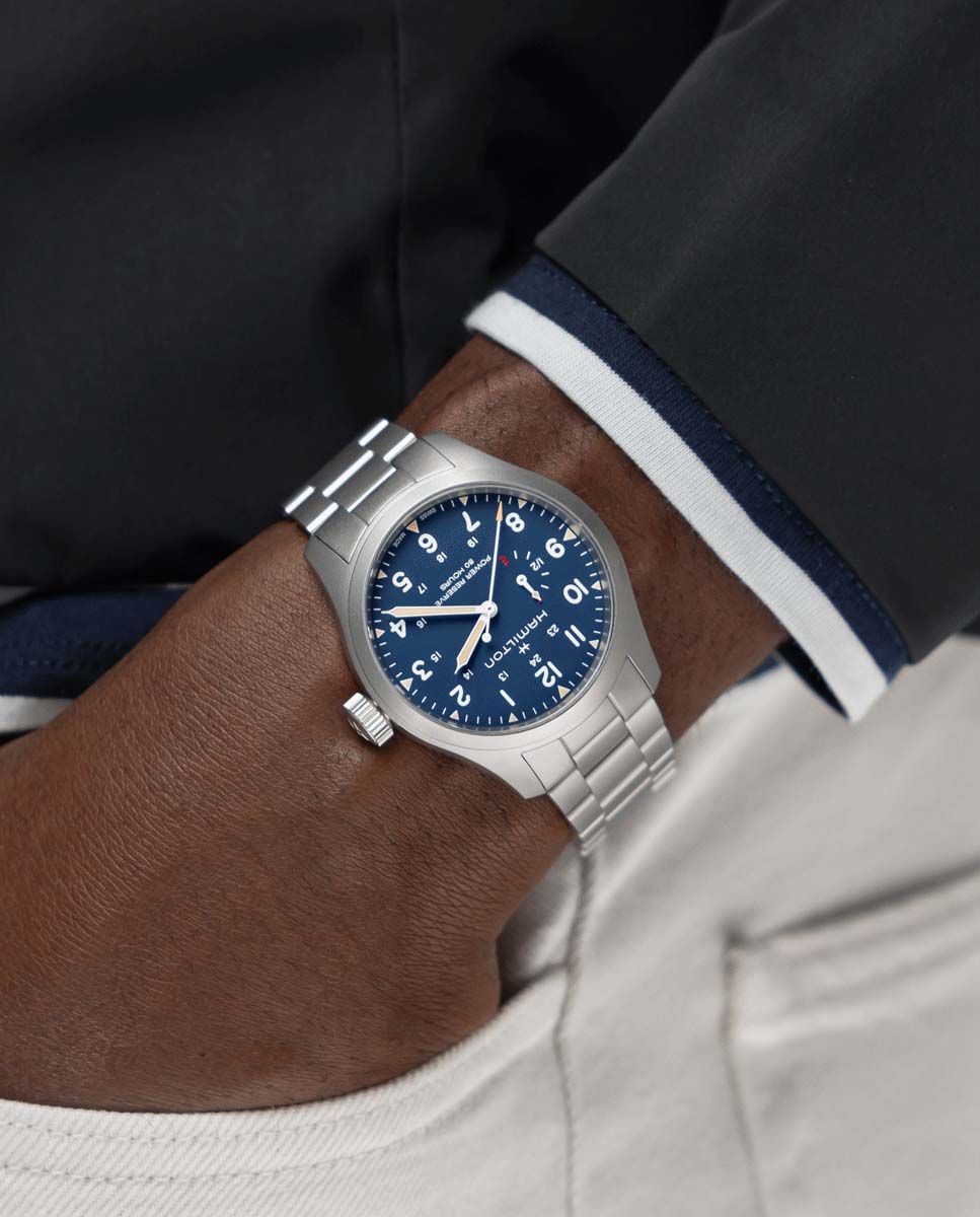 Imagen 5 de Reloj de hombre mecánico khaki field power reserve de 40 mm h69509140 de acero - Hamilton - Plata Plata