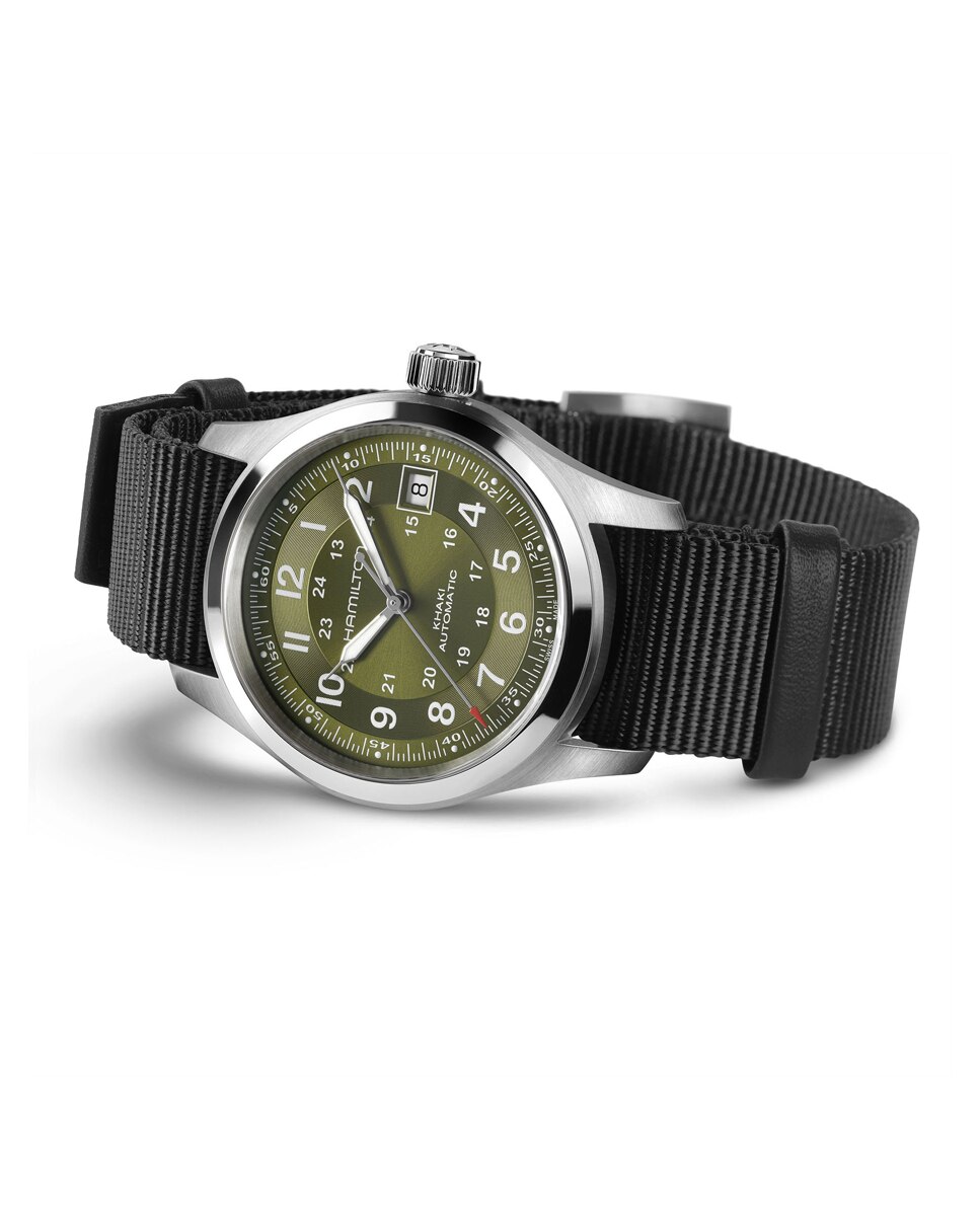 Reloj automático de hombre khaki field de 38 mm h70455960 con calendario y correa textil - Hamilton - Verde Verde-2